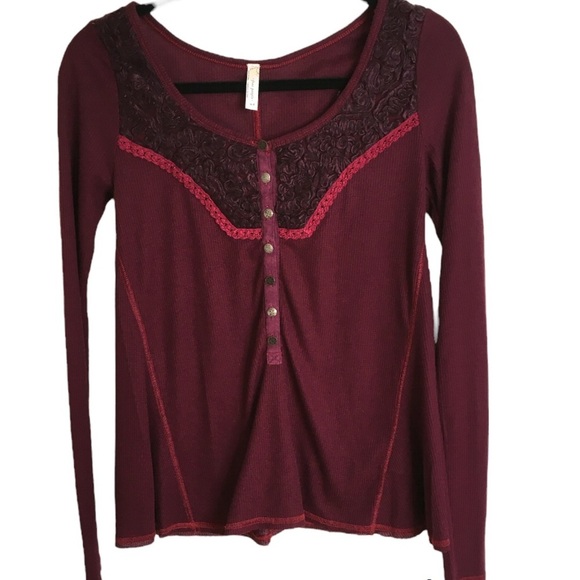 Free People Tops - Free People wine color long sleeve top. Size SP